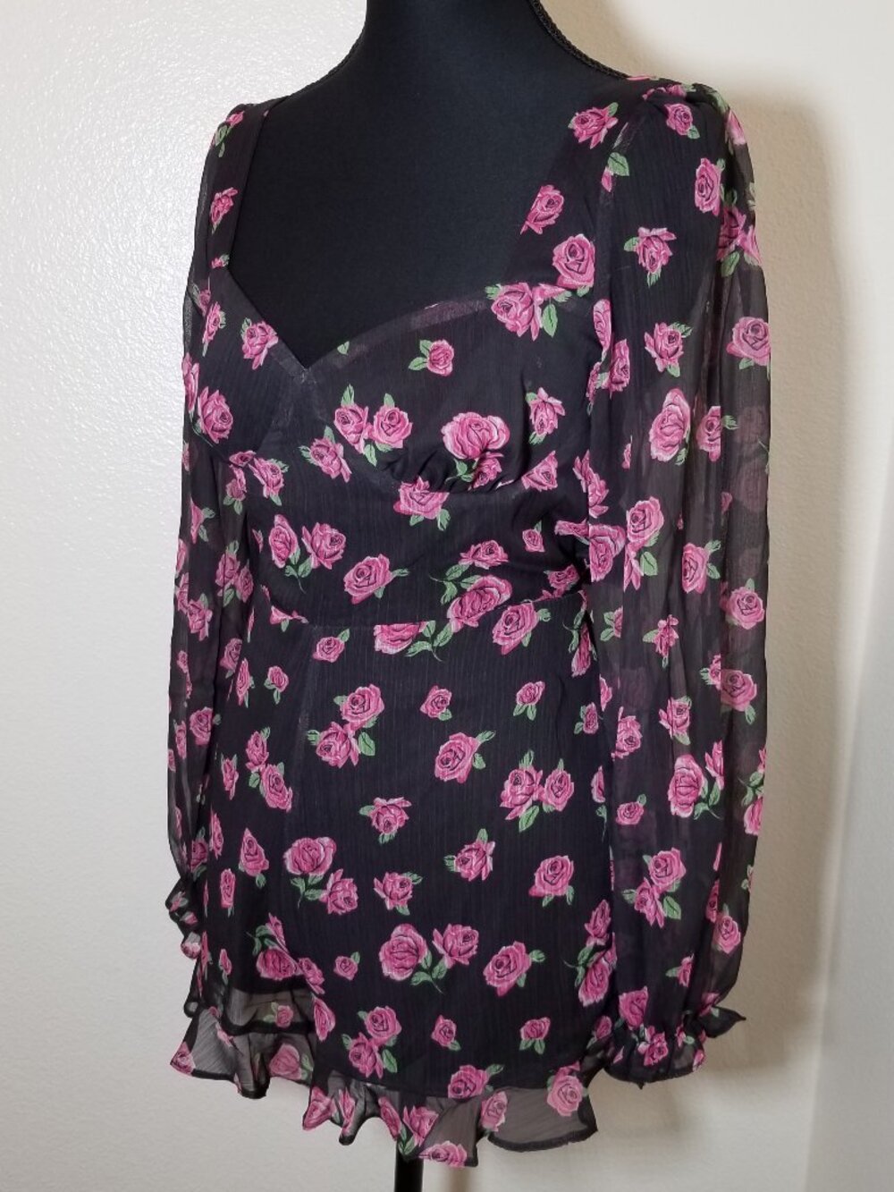 Miss Selfridge Black Floral Short Romper Sz 4 Whimsy Fairy Festival Coquette NWT - Picture 4 of 11